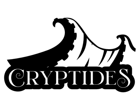 The Cryptides logo: Two tentacles in a roundel, merging into tidal waves.